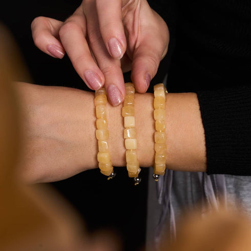 Gelber Quarz | Silber | Edelstein-Kieselstein-Makramee-Armband